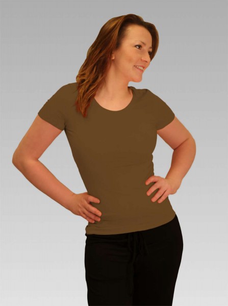 Damen T-Shirt in mokka