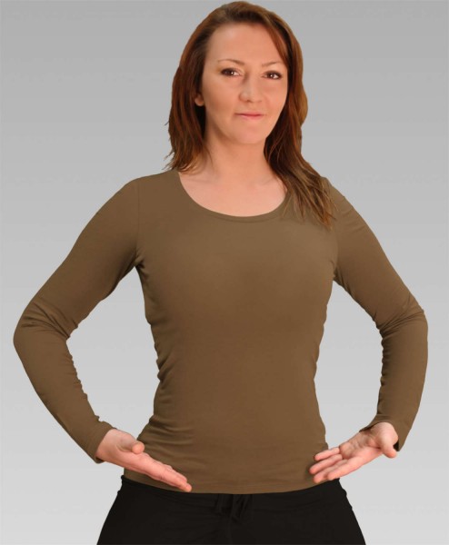 Damen Langarmshirt in mokka